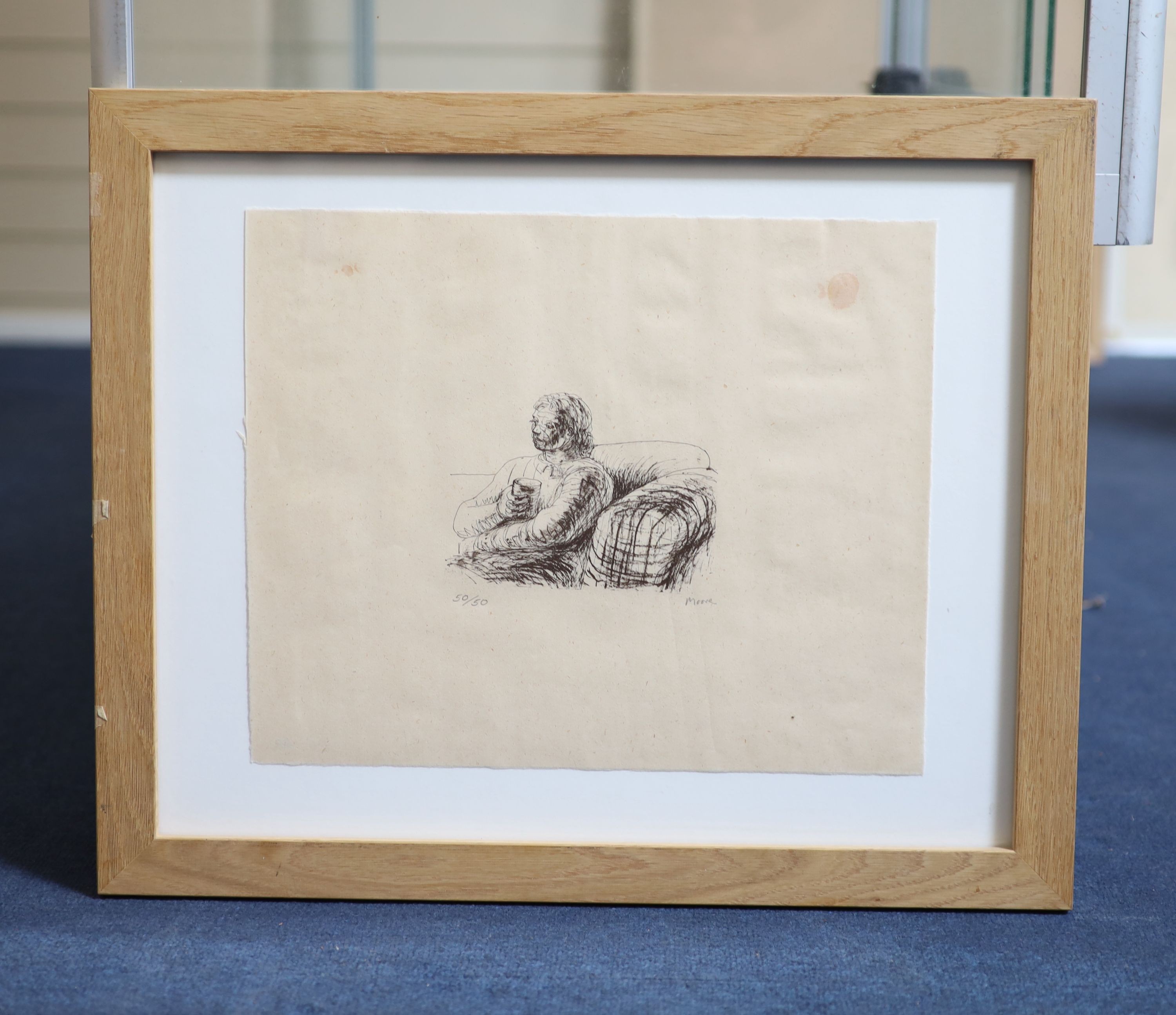 Henry Moore (1898-1986), Seated figure holding glass, (CGM 388), Lithograph, 31 x 38cm.